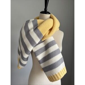 Isaac Mizrahi New York Knit Throw Blanket Yellow Gray White Stripe‎ Soft 50x60
